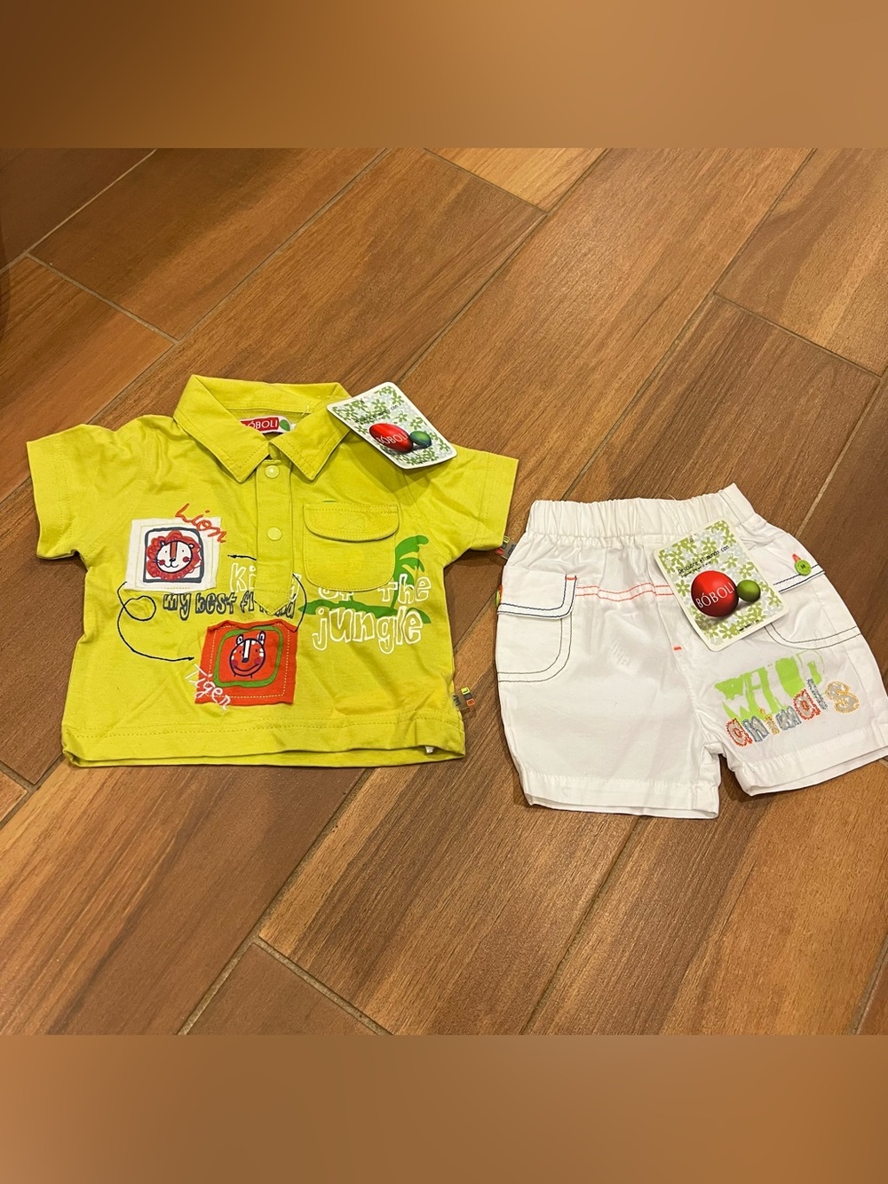 NWT Boboli Baby Boy Jungle Polo & Shorts Set Size 1 Months
